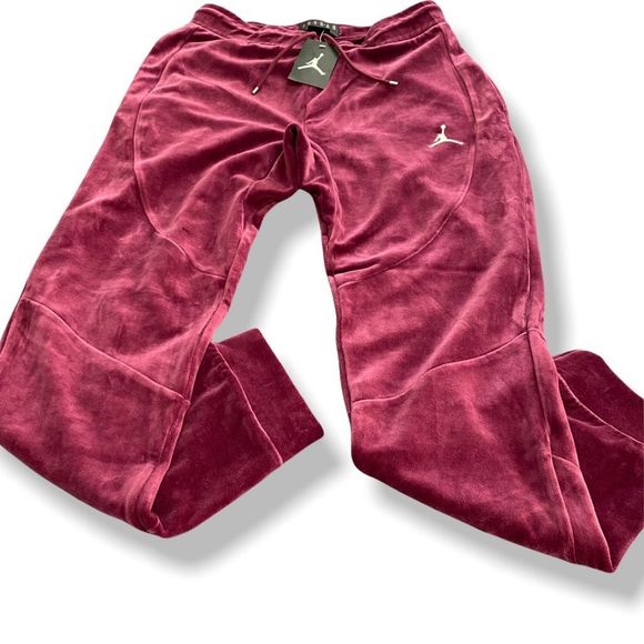 Nike Air Jordan Velour Velvet Jogger Pants Maroon AH2361-609 Mens size Large - Picture 3 of 8
